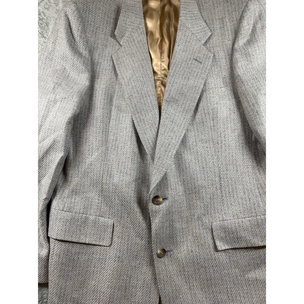 Vintage Christian Dior Monsieur Sport Coat Blazer Gray Blue Herringbone USA 44R